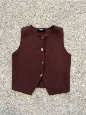 The Work Shop Chocolate Brown Knit Button Vest